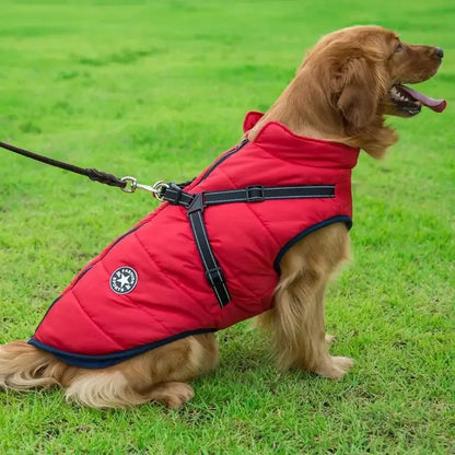 Waterproof Dog Jacket with Harness – Warm Winter Coat for Large Dogs